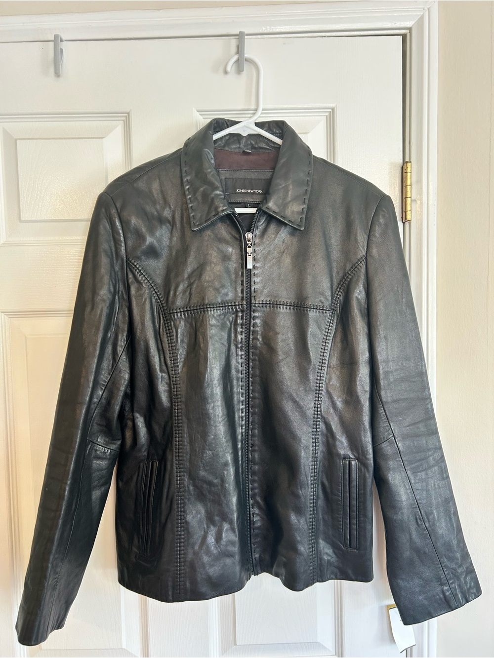 Jones New York Vintage 90s Leather Jacket | Size L | Bikercore